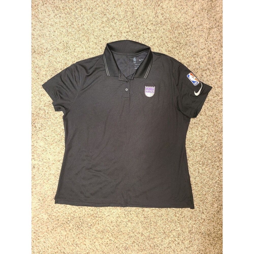 Nike Black Sacramento Kings Polo NBA Patch XL women Dri Fit Athleisure Fandom